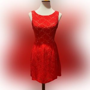 Mystic brand red lace mid/mini dress versatile for summer,work and vacation.